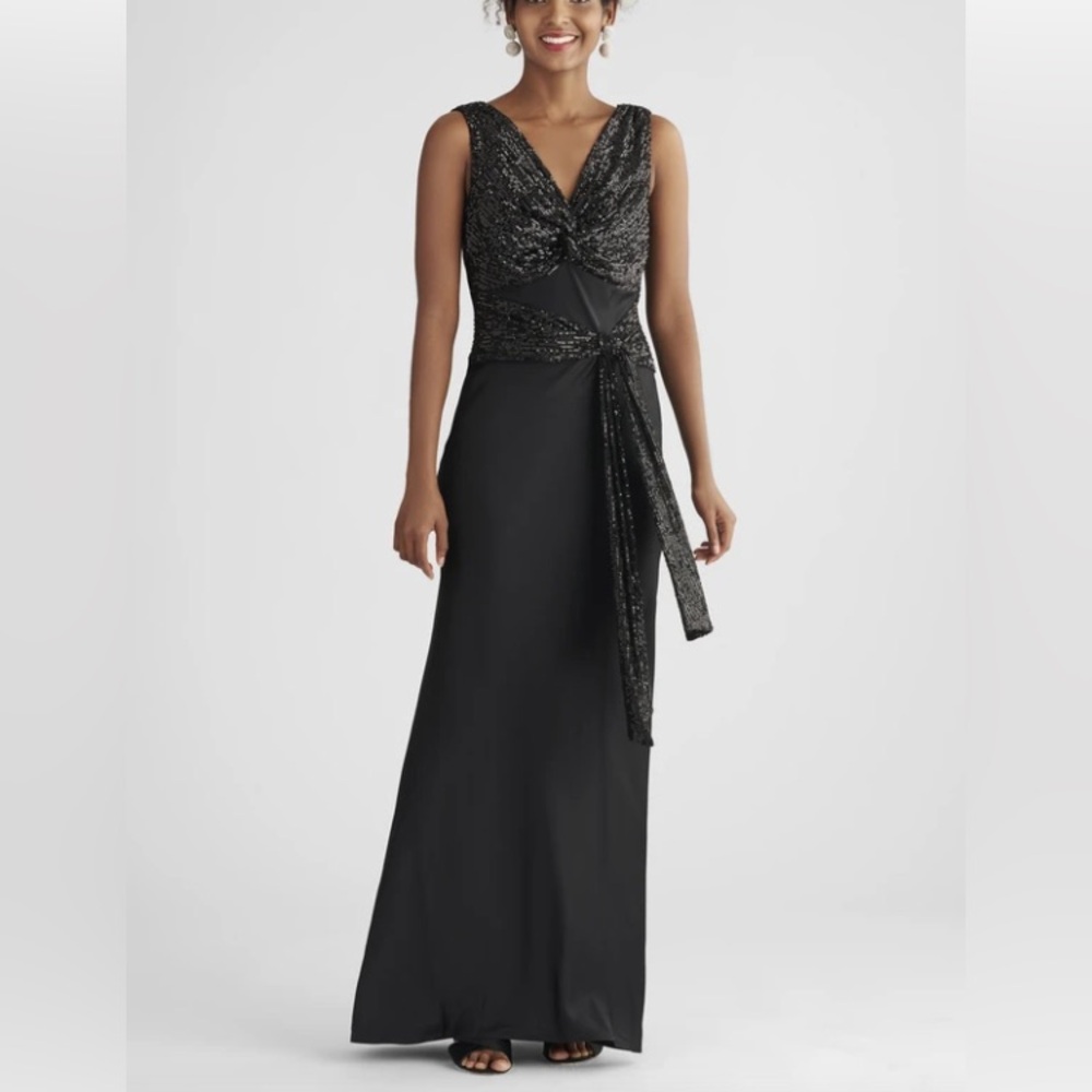 Sachin + Babi Black Sequin Fallon Gown NWT